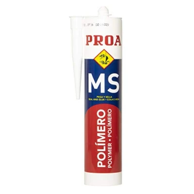 Imagen de POLIMERO MS. Sellador multiusos. Valido para superficies humedas. Repintable. PROA.. Blanco. 290 ML.