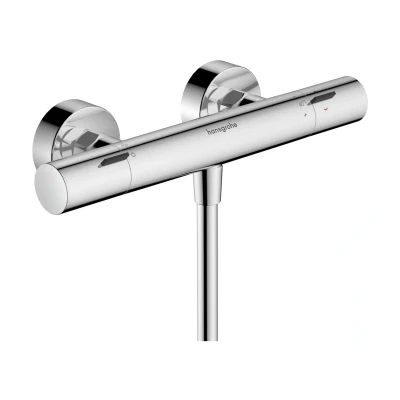 Imagen de hansgrohe Ecostat Fine, termostato para ducha empotrado con EcoStop+, grifo botón de seguridad (SafetyStop) a 40C, termostato, mezclador 1 función, cromo, 13324000