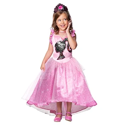 Imagen de RUBIES Disfraz Barbie Princesa para niñas, Vestido rosa con lentejuelas y tiara, Oficial Mattel navidad, carnaval, cumpleaños halloween