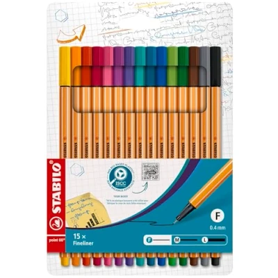 Imagen de Rotulador punta fina STABILO point 88 Estuche con 15 colores