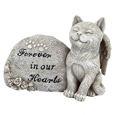 Imagen de Design Toscano Forever en Nuestros Corazones Memorial Estatua de Gato, Piedra, Gris