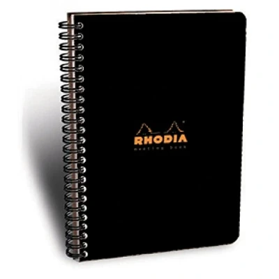 Imagen de Clairefontaine ES RHODIA 193409C Cahier à Spirale (Reliure Intégrale) Meeting Book Noir A4+ Pré Imprimé Date/Notes/Action 160 pages Détachables Papier Blanc 90 g/m² Classic