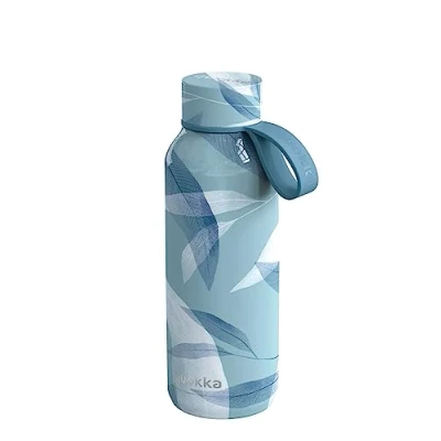 Imagen de Quokka Solid Con Colgador De Silicona Blue Wind 510 ML Botellas Agua Acero Inoxidable Sin BPA Botella Térmica Doble Pared Mantiene el frío y Calor para Niños Adultos