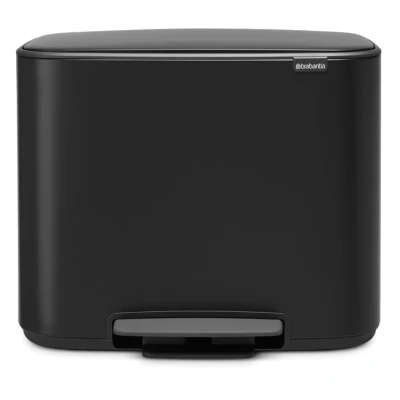 Imagen de Brabantia Bo Pedal Bin Cubo de basura 3 x 11 litros, Acero Inoxidable, Negro mate, 54x36,4x44 cm