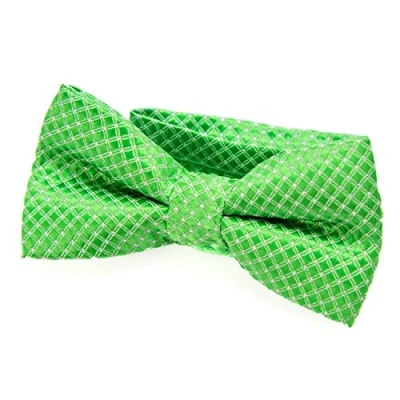 Imagen de DonDon pajarita noble para niños chico combinada y ajustable 9x 4,5 cm de color verde claro brillada con argénteo puntos