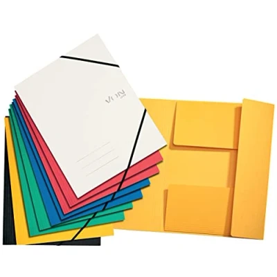 Imagen de VON Leitz 30082099 Pack de 10 carpetas A4 con banda elástica moderna impresión Von, carpeta ligera para escuela y hogar, multicolor, paquete