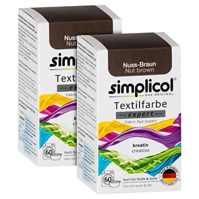 Imagen de simplicol Expert Fabric Dye Tinte de Coloración para Textiles: Lavado a Mano o Lavadora Tiñe y Restaura Sus Telas Ropa marrón