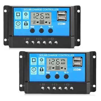 Imagen de regulador de carga solar 30 A, 12 V/24 V, 2 unidades controlador cargador solar, panel inteligente Dual USB