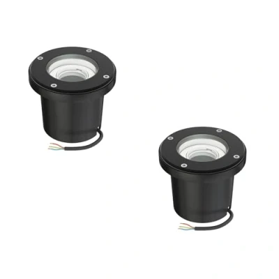 Imagen de ledscom.de 2 uds. lámpara empotrada en el suelo BOFU para exteriores, IP67, orientable, negra, redonda, 150mm Ø, 1x GU10 máx. 15W