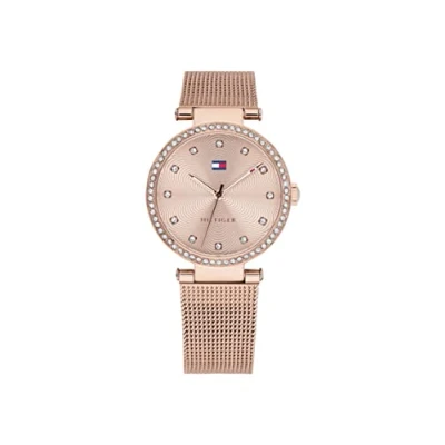 Imagen de Tommy Hilfiger Reloj Analógico de Cuarzo para mujer con correa malla acero inoxidable color oro rosado 1782508