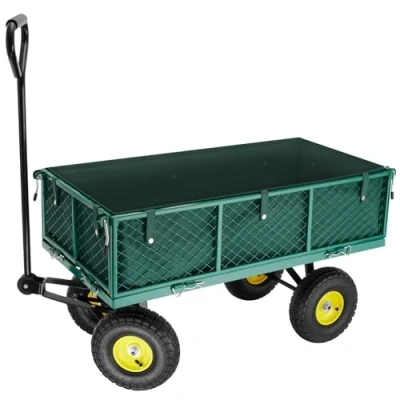 Imagen de TecTake® Carro de Mano Plegable XXL Jardín con Lona Extraíble, Carretilla Carga Ruedas, Carrito Transporte Playa, Playa o Jardin, Verde