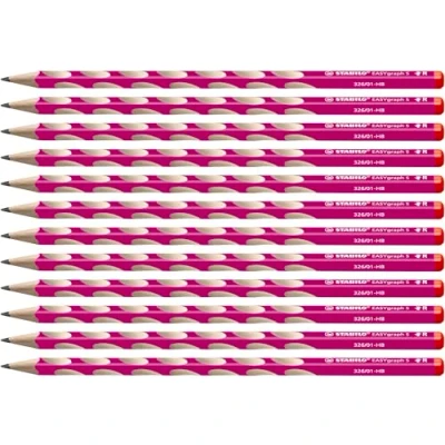 Imagen de Lápiz ergonómico fino STABILO EASYgraph S Caja con 12 unidades Color de cuerpo rosa Modelo para diestros