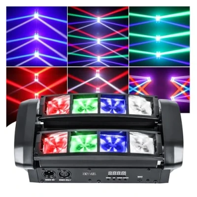 Imagen de ZKYMZL Spider Moving Head Light LED Beam DJ Lights RGBW Sound Activated and DMX512 Control for Party Pub Disco Show Wedding Event Stage Lighting.