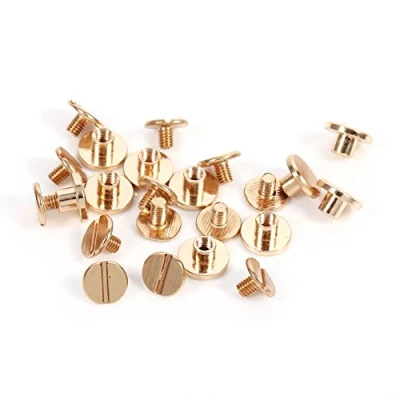 Imagen de Walfront 10 Remaches para Cuero, Juegos de Botones Latón Tornillos Cabeza Plana Correa Cinturón (5mm)