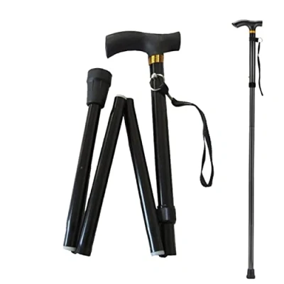 Imagen de ZHjuju Bastones Plegables para Mayores, Bastón Plegable Ajustable de Aluminio Floral negroBastón Mujer Mayores Extensible hogar y Viaje