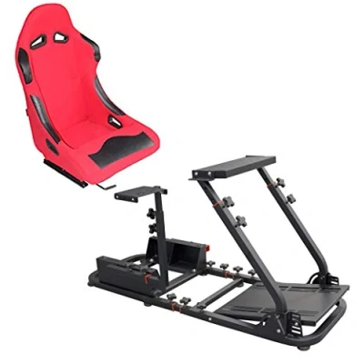 Imagen de MODAUTO Cockpit SimRacing Gaming, Soporte de Simulacion, Plegable con Asiento Deportivo Backets o Semibaquets Compatible Logitech G25/G29/G27/G920 Modelo N820B+N050