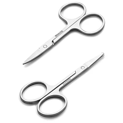 Imagen de Tijeras de peluquería para hombres y mujeres, cejas, pelo nariz, bigote, barba, pestañas, kit recorte oído, puntas seguridad curvadas redondeadas cortar el