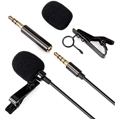 Imagen de Daffodil Microfono Solapa de Condensador con Clip MCP100B 3,5 mm Micrófono lavalier Omnidireccional, Mini para PC/Movil/Entrevista/Videocámaras/Podcast/Grabadora/Vlog