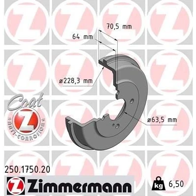Imagen de ZIMMERMANN COAT Z 250.1750.20 Tambor de Freno 271