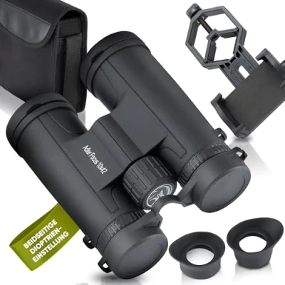 Imagen de Adler Focus Prismáticos de 10 x 42 para adultos, tecnología Eagle Eye, 18 mm HD ocular, BAK4+FMC, cortacésped, usuarios gafas, viajes, senderismo, caza, observación aves