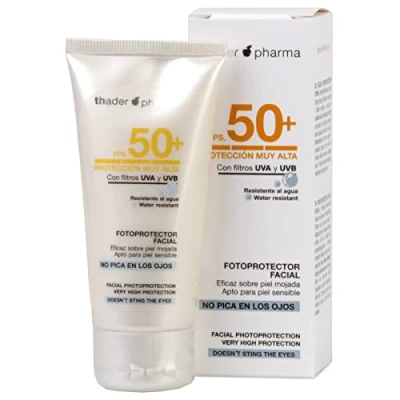 Imagen de Thader Th Pharma Fotoprotector Facial en crema muy resistente al agua y No pica los ojos, F.P.S 50+, 50 ml