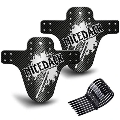 Imagen de NICEDACK Guardabarros MTB, Bicicleta Montaña, MTB Mudguard Delantero y Trasero Compatible se Adapta a 20&quot; 22&quot; 26&quot; 27,5&quot; 29 Pulgadas de Bici Fat (Negro+Blanco)