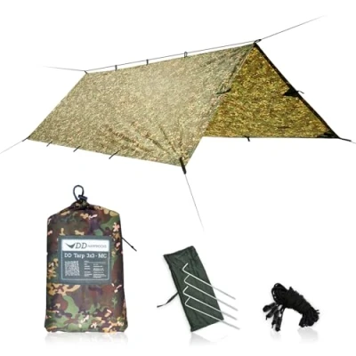 Imagen de DD Hammocks Tarp 3x3 MC Refugio Ligero de Lona Camuflaje para Hamaca, Camping y Aventura al Aire Libre