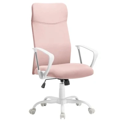 Imagen de SONGMICS Silla de Oficina, Escritorio Ergonómica, Giratoria, Asiento Tapizado, Ajustable en Altura e Inclinable, Carga 120 kg, Rosa Jalea OBN034R01