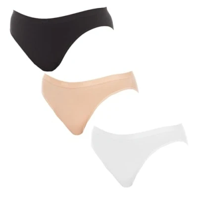 Imagen de Dim Les Pockets Ecodim Coton Pack de X3, Bragas Mujer, Blanco/Piel/Negro, L