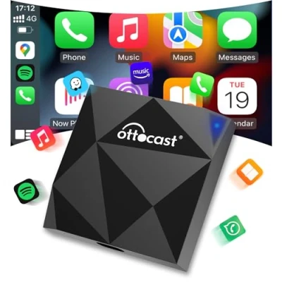 Imagen de OTTOCAST Inalámbrico CarPlay Adaptador Sin Cable iPhone Wireless Dongle Plug and Play Upgrade Inalambrico para Coches con Car Play(Año De Producción: 2016 2024) Solo