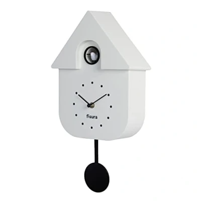 Imagen de Fisura Reloj de cuco blanco y dial negro. pared. pared original para regalo. 3 Pilas AA no incluidas. Medidas: 21,5 x 8 41,5. Plástico ABS.