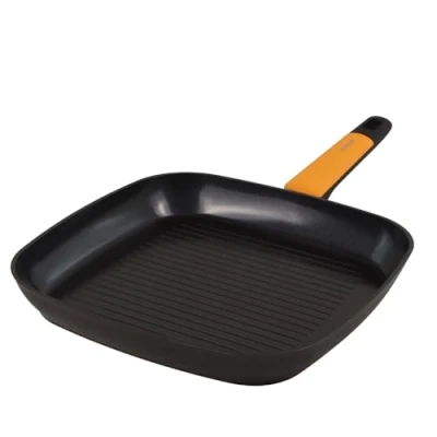 Imagen de Fackelmann Soft Grill Antiadherente 28 cm, Aluminio Forjado, Revestimiento Cerámico Greblon Libre de PFA, Apta para Inducción, Vitro, Gas y Horno, Mango Suave con Silicona Resistente al Calor, 1 ud.