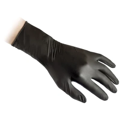 Imagen de Reflexx n79p/L, extra largo, 30 cm, sin polvo guantes de nitrilo gr7.7, tamaño grande, negro (Pack 50)