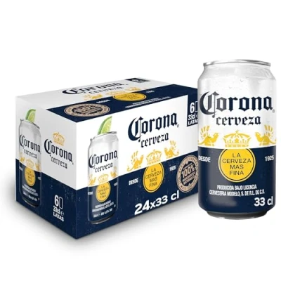 Imagen de Corona, 4 Packs de 6 Latas x 33 cl, Cerveza Lager Ligera y Refrescante, Con Aroma Ligeramente Afrutado, 4.5% Volumen Alcohol