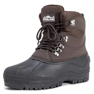 Imagen de Polar Hombre Short Malla De Nylon Con Superposición Pato Impermeable Sole Encaje Hasta Invierno Nieve Botas Marrón UK8/EU42 YC0440