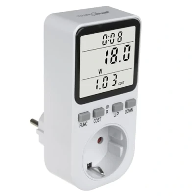 Imagen de GreenBlue GB364 F Medidor de Consumo Eléctrico, Contador Energía con Alarma Sobrecarga, Enchufe Tipo F, 220 240V CA, 50Hz, Carga máx. 16A, IP20, Batería Incorporada (GB364 F)