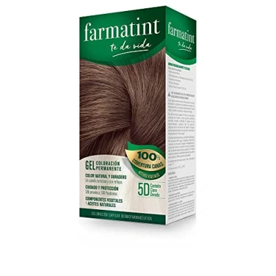 Imagen de Farmatint 5D Castaño Claro Dorado. Tinte permanente. Cabello natural y color duradero. Sin amoníaco ni parabenes parafinas siliconas.