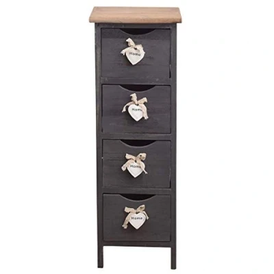 Imagen de Rebecca Mobili Cajonera Mesita de Noche 4 Cajones Madera Paulownia Gris Shabby Dormitorio Baño Pasillo 71 x 25 cm (A AN FON) Art. RE4560