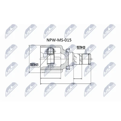 Imagen de NTY NPW MS 015 Junta Homocinética Eje delantero, izquierda, derecha, lado de engranaje SMART: Forfour I
