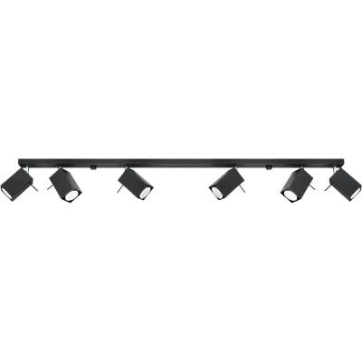 Imagen de SOLLUX lighting Merida 6L Plafond Lámpara de techo minimalista para interiores Soporte pantalla móvil Bombilla GU10 6 x 40 W 12 LED Acero con recubrimiento en polvo Negro 118 16 cm