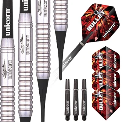 Imagen de Unicorn Bullet Stainless Steel Gary Anderson Soft Tip Dardos, Hombre, Negro, 19 g
