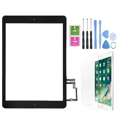 Imagen de Hedywei Pantalla táctil de repuesto para iPad 5 A1822, A1823 (2017 9,7 pulgadas), digitalizador con kit herramientas (negro)