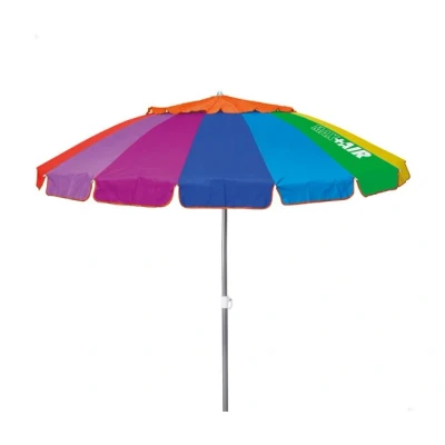 Imagen de AKTIVE 62280, sombrilla playa anti viento plegable e inclinable Multicolor Ø240 cm, Con protección UV 50, paravientos playa, parasol grande, arco iris, sombrillas para