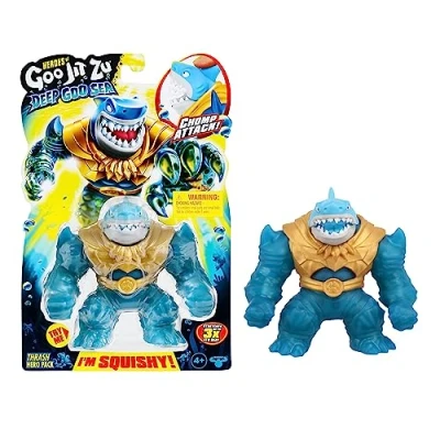 Imagen de Heroes of GOO Jit Zu Deep Sea Pack Thrash Super Stretch y Elástico Figura de Acción con Relleno Mucoso Especial Mandíbula Móvil