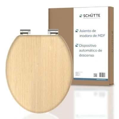 Imagen de SCHÜTTE asiento de inodoro Natrual con descenso automático madera, tapa inodoro, núcleo madera diseño (carga máxima la del 175 kg),