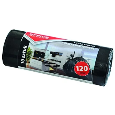 Imagen de Office Products 22022232 05 Bolsas de Basura 120 L, 10 Unidades, LDPE extrafuerte, para residuos domésticos Oficina, Color: Negro, Grosor la película: 24 μm