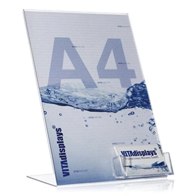 Imagen de PLEXIGLAS Expositor para publicidad (DIN A4, con soporte tarjetas de visita, tamaño L)