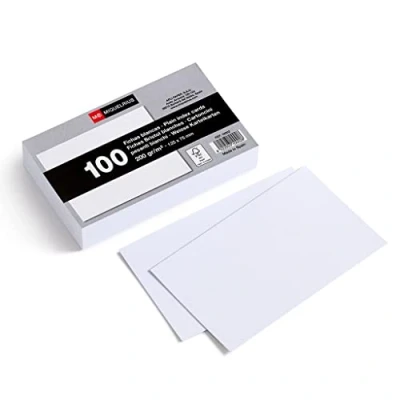 Imagen de Miquelrius Flashcards, 100 Fichas Lisas para Notas, Tarjetas Estudio, Papel Cartulina Offset de 200 g/m², Tamaño 75 x 125 mm