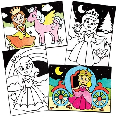 Imagen de Baker Ross FE281 Imágenes de Princesa para Colorear Paquete 10, haga sus propias manualidades con imágenes, juego que los niños decoren, actividades creativas