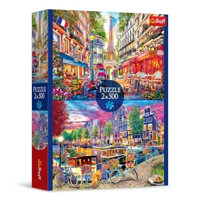 Imagen de Trefl Trébol Puzzle 2en1: Capitales Europeas 2 x 500 Elementos Conjunto de Dos Rompecabezas, DIY, Diversión Creativa para Adultos y Niños a Partir 10 años, Multicolor (37496)